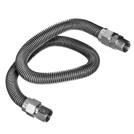 Flextron Gas Line Hose 3/8'' O.D. x 60'' Length 1/2" FIP x MIP Fittings, Stainless Steel Flexible Connector FTGC-SS14-60C